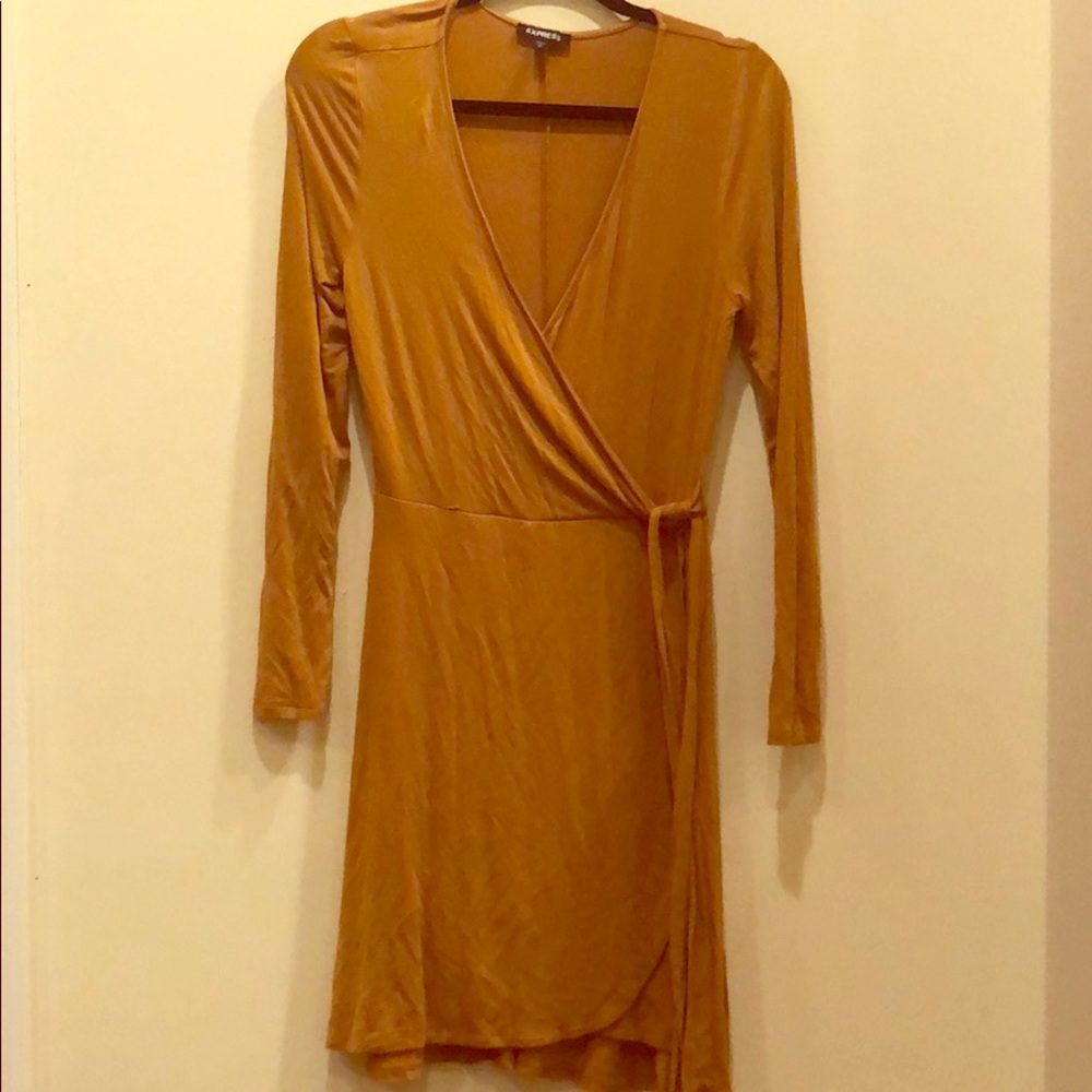 Mustard Express Long Sleeve Side Tie Dress Sz S